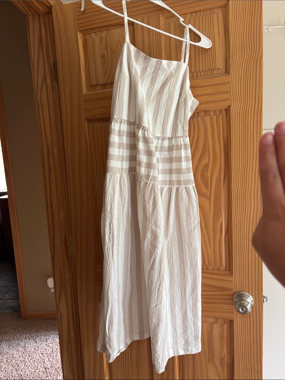 Universal Thread White Striped Spaghetti-Strap Midi Dress